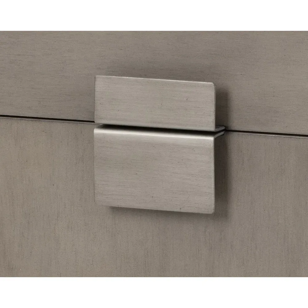 Ilona 2 Drawer Nightstand - Antique Silver, Acacia Wood