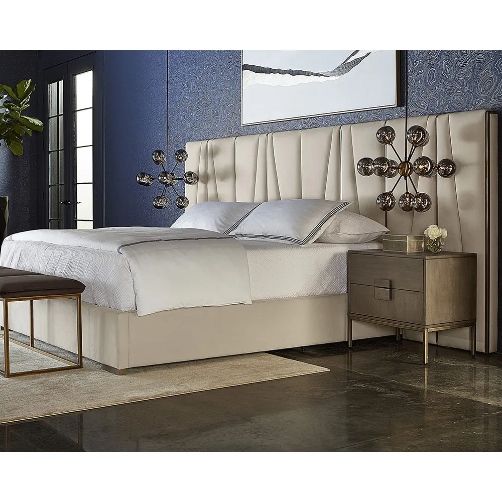 Ilona 2 Drawer Nightstand - Antique Silver, Acacia Wood