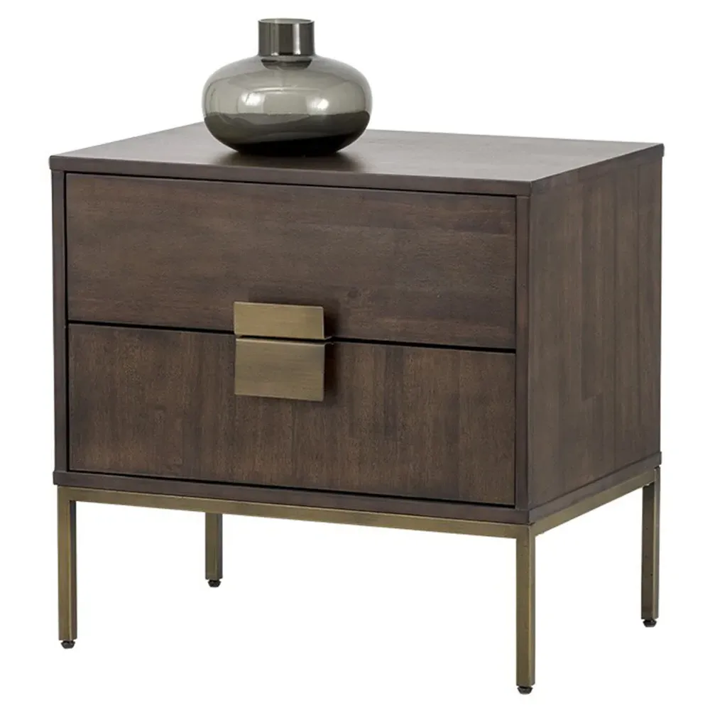 Ilona 2 Drawer Nightstand - Dark Brown, Acacia Wood