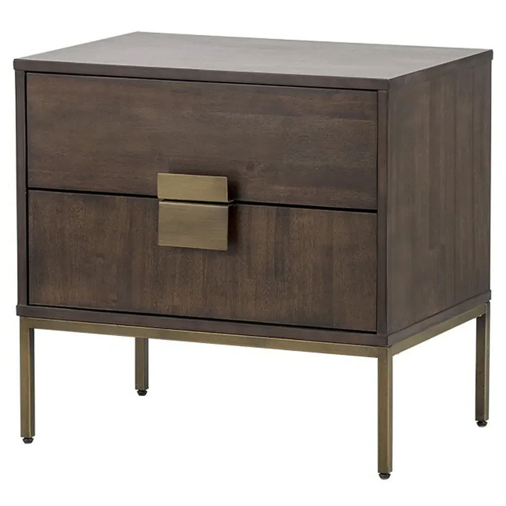 Ilona 2 Drawer Nightstand - Dark Brown, Acacia Wood