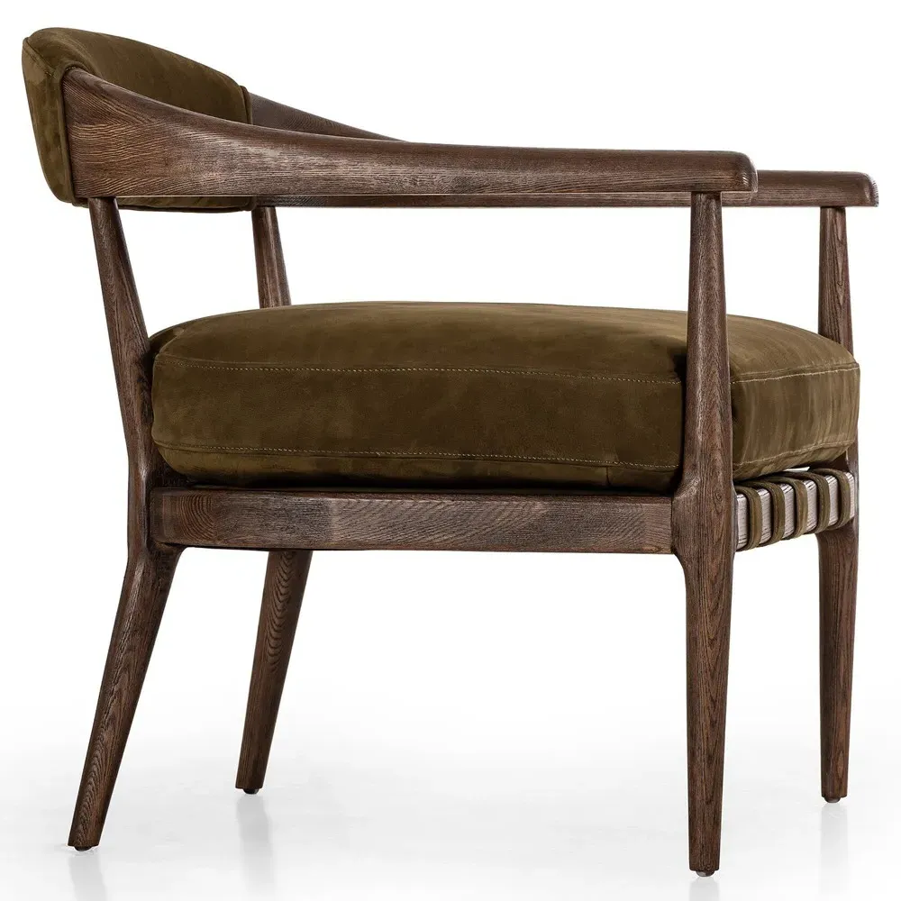 Ilonah Arm Chair - Moss, Leather