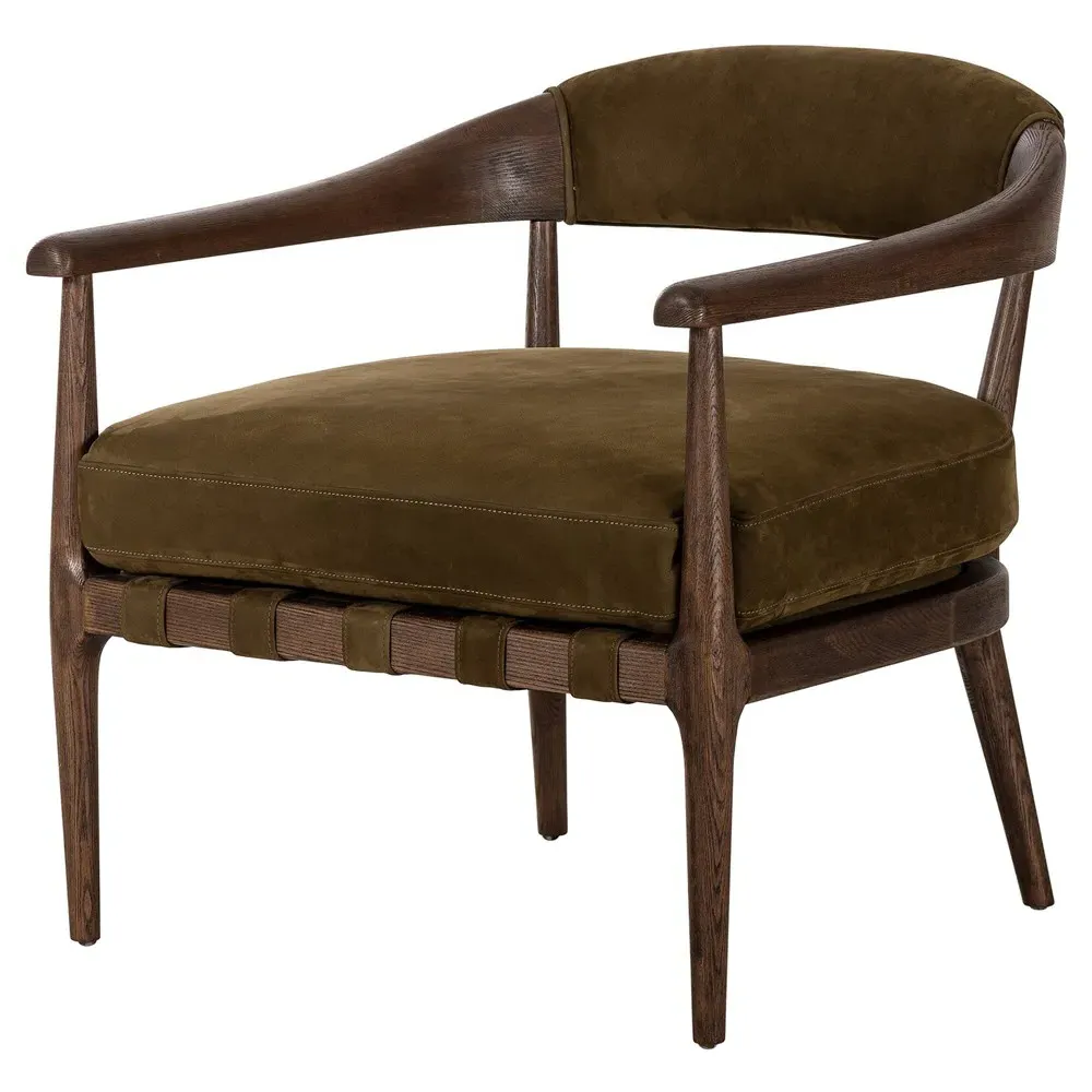 Ilonah Arm Chair - Moss, Leather