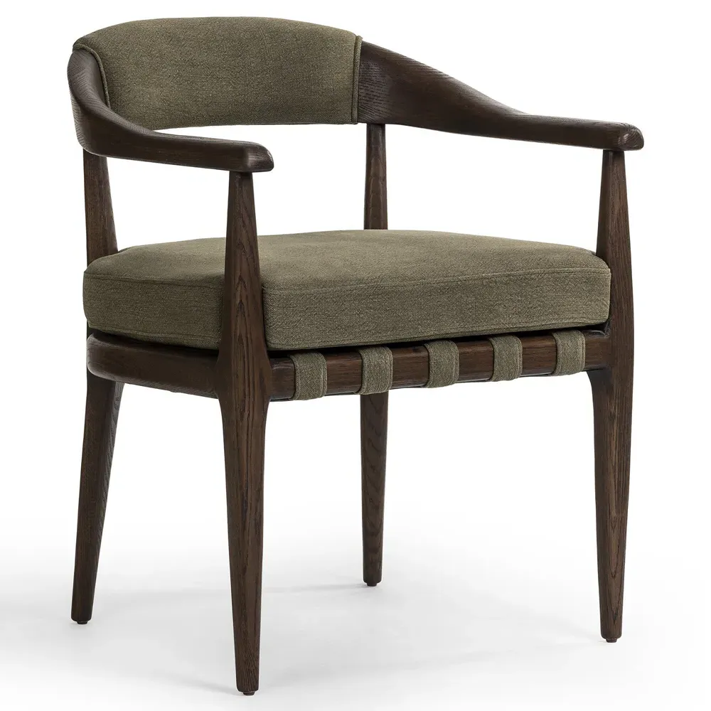 Ilonah Dining Arm Chair - Olive Green, Oak