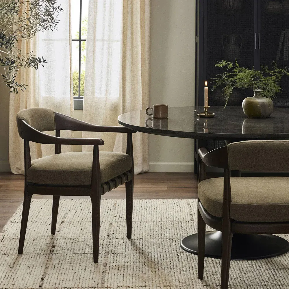 Ilonah Dining Arm Chair - Olive Green, Oak