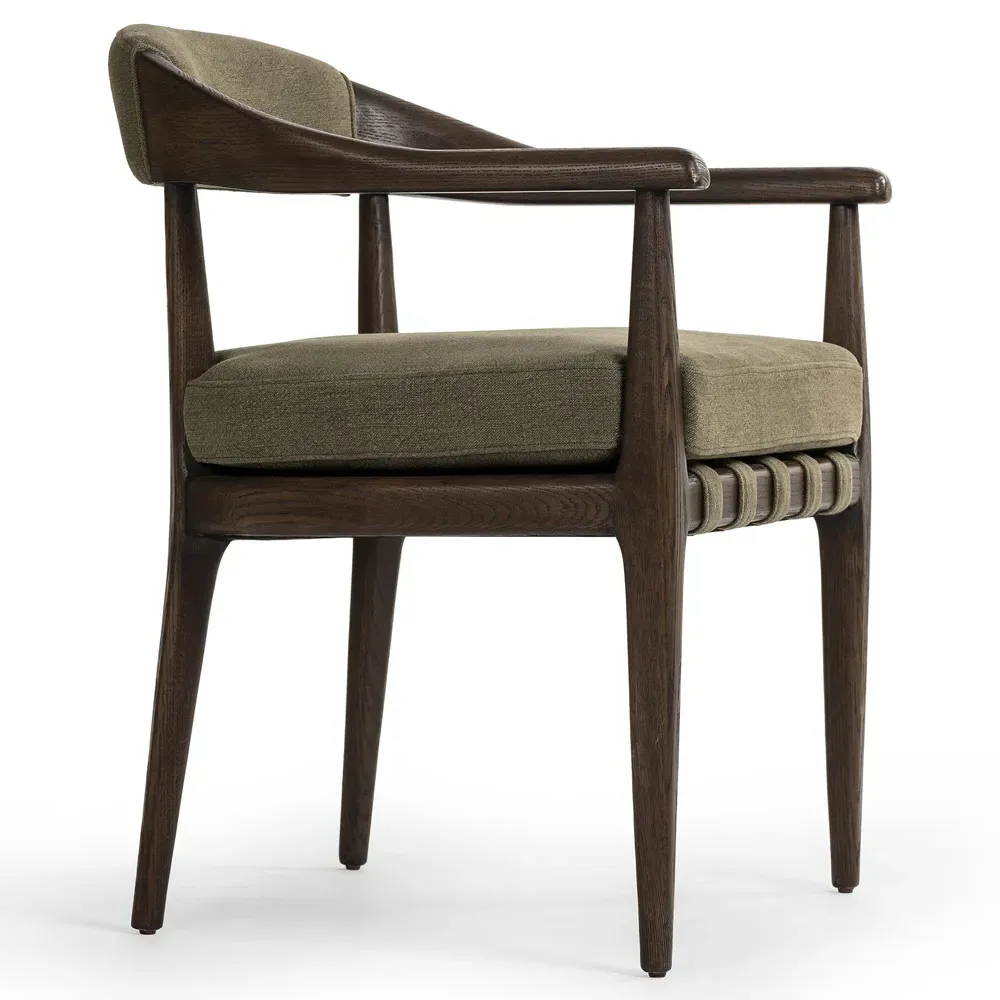 Ilonah Dining Arm Chair - Olive Green, Oak
