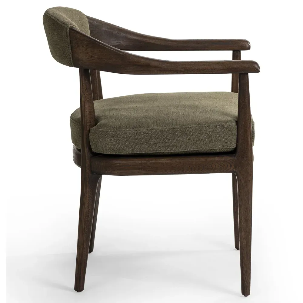 Ilonah Dining Arm Chair - Olive Green, Oak