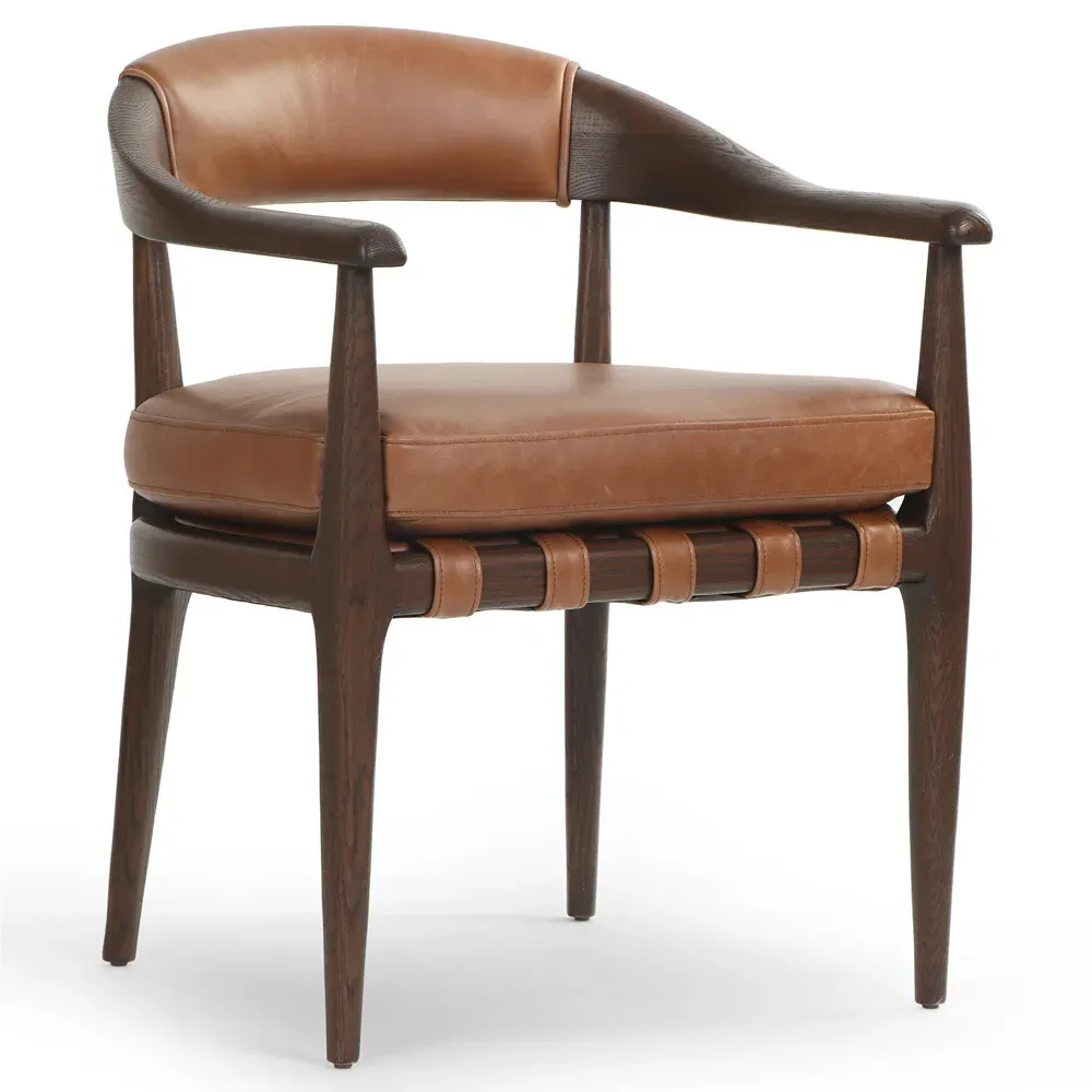 Ilonah Dining Arm Chair - Tan, Oak