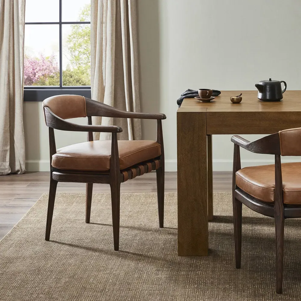 Ilonah Dining Arm Chair - Tan, Oak