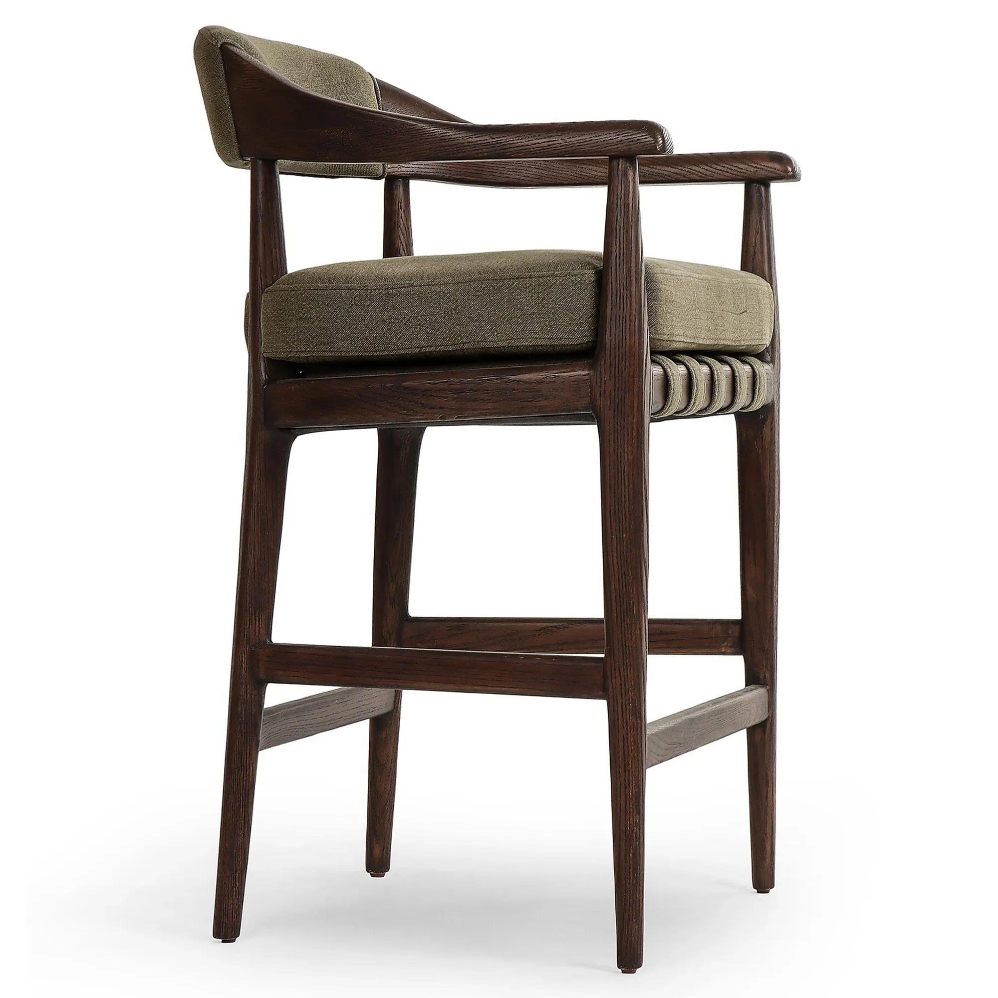 Ilonah Upholstered Counter Stool - Olive Green, Oak