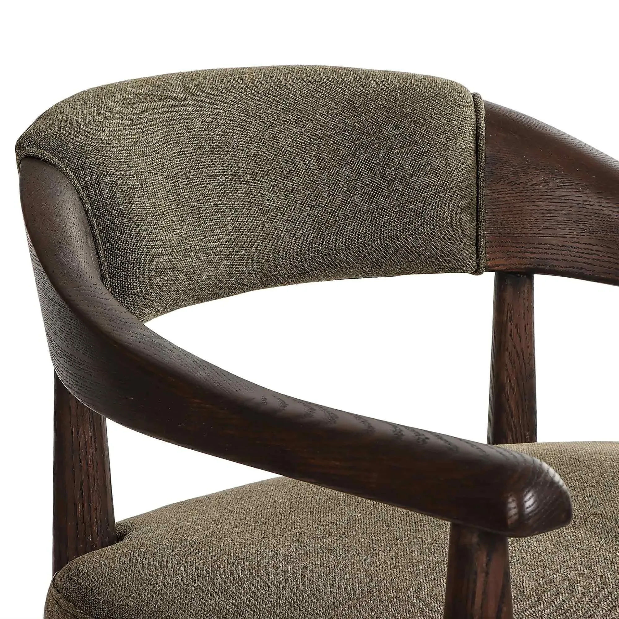 Ilonah Upholstered Counter Stool - Olive Green, Oak