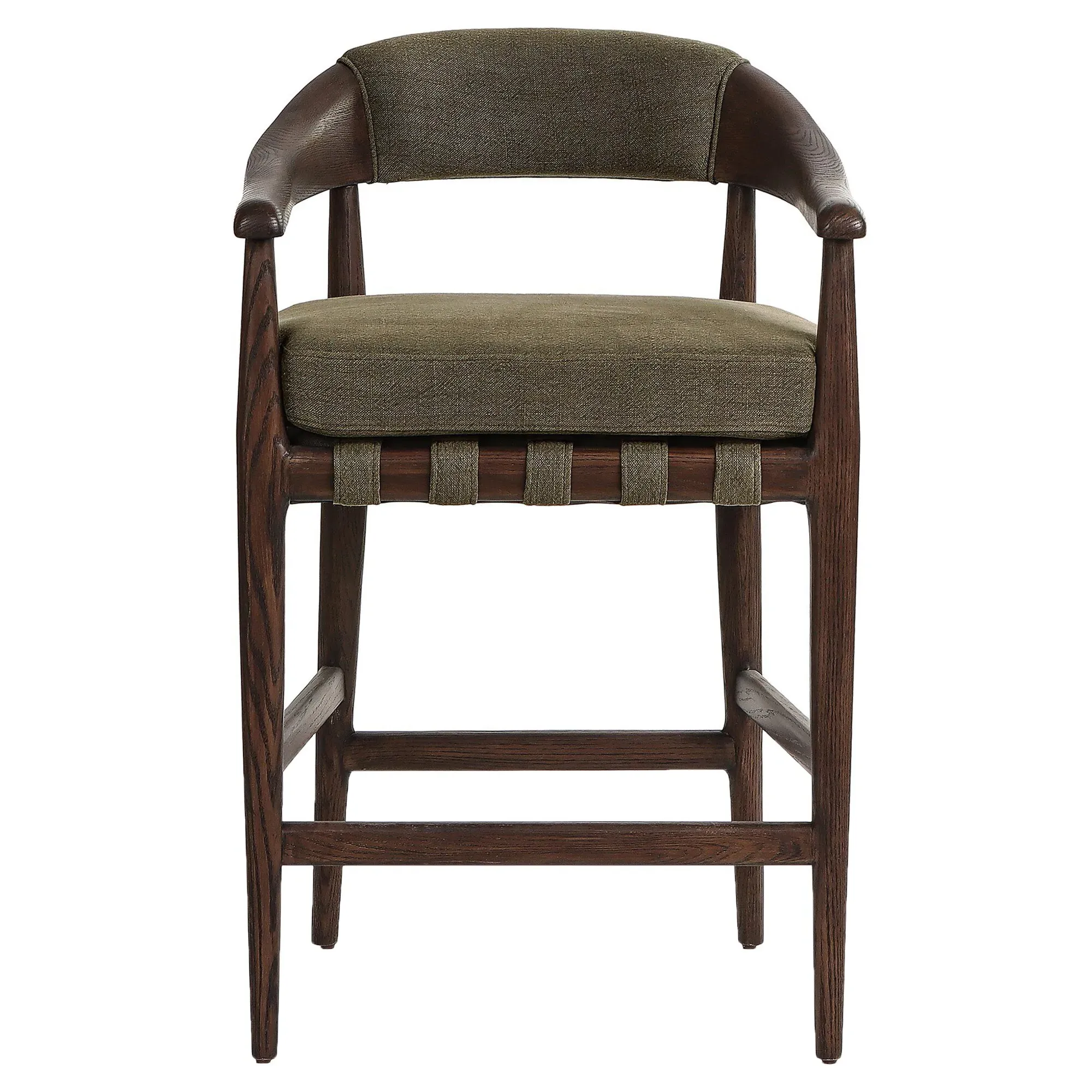 Ilonah Upholstered Counter Stool - Olive Green, Oak image