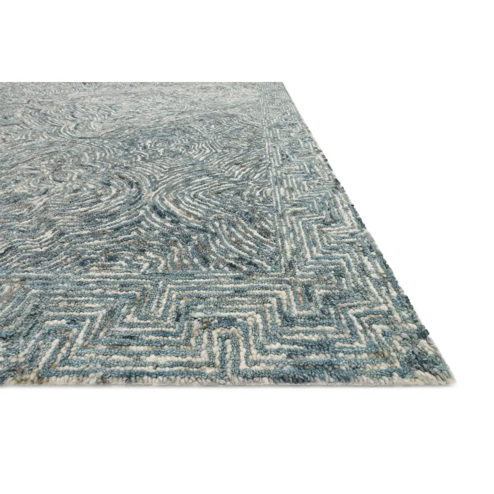 Iloria Abstract Linear Patterned Rug - Blue, Wool