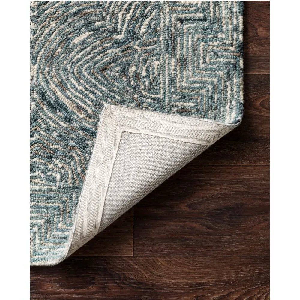 Iloria Abstract Linear Patterned Rug - Blue, Wool