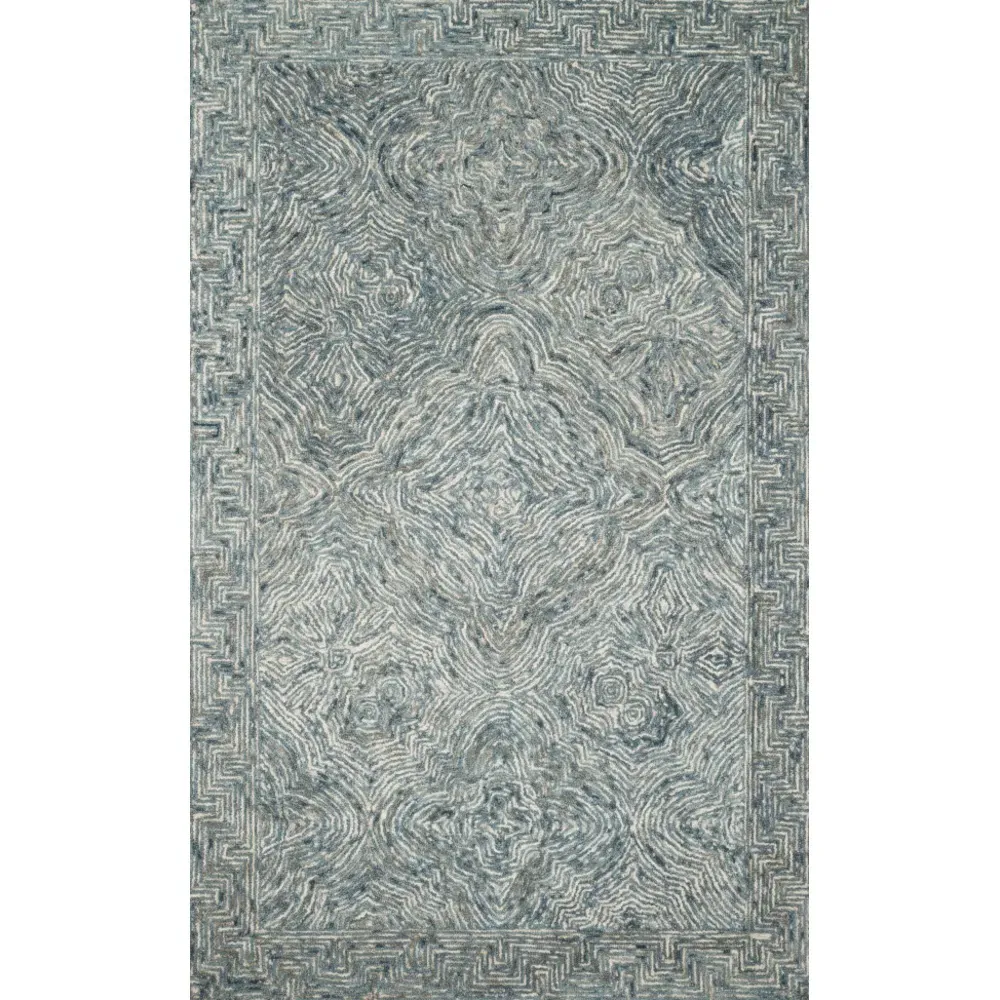 Iloria Abstract Linear Patterned Rug - Blue, Wool