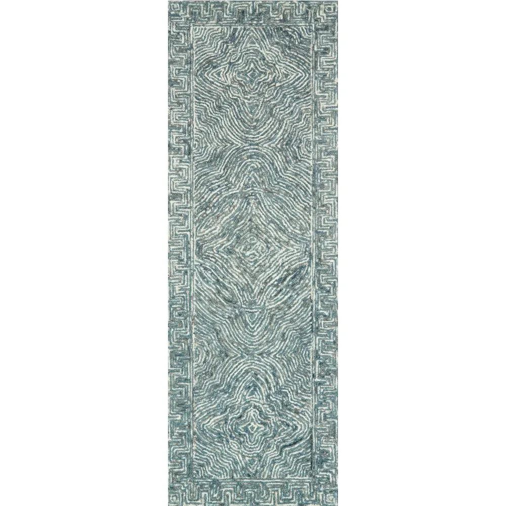 Iloria Abstract Linear Patterned Rug Sample - Blue, Wool