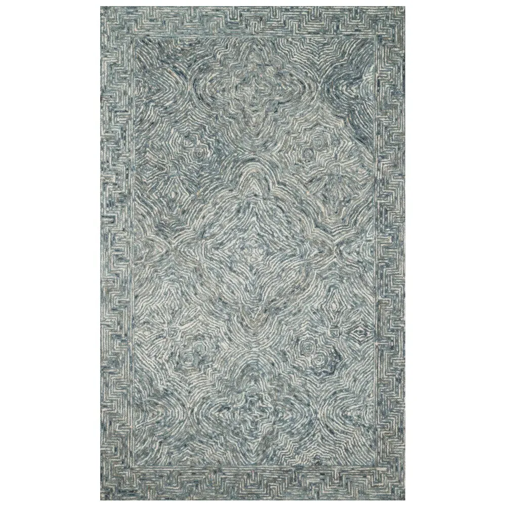 Iloria Abstract Linear Patterned Rug Sample - Blue, Wool image