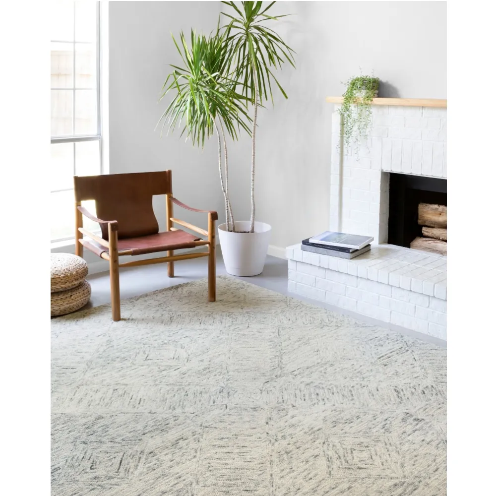 Iloria Geometric Patterned Rug - Ivory, Wool