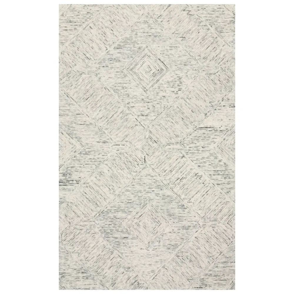 Iloria Geometric Patterned Rug - Ivory, Wool