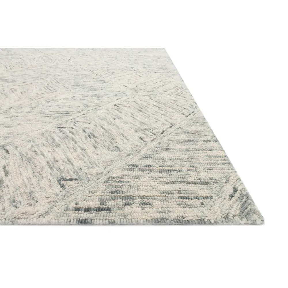 Iloria Geometric Patterned Rug Sample - Ivory, Wool
