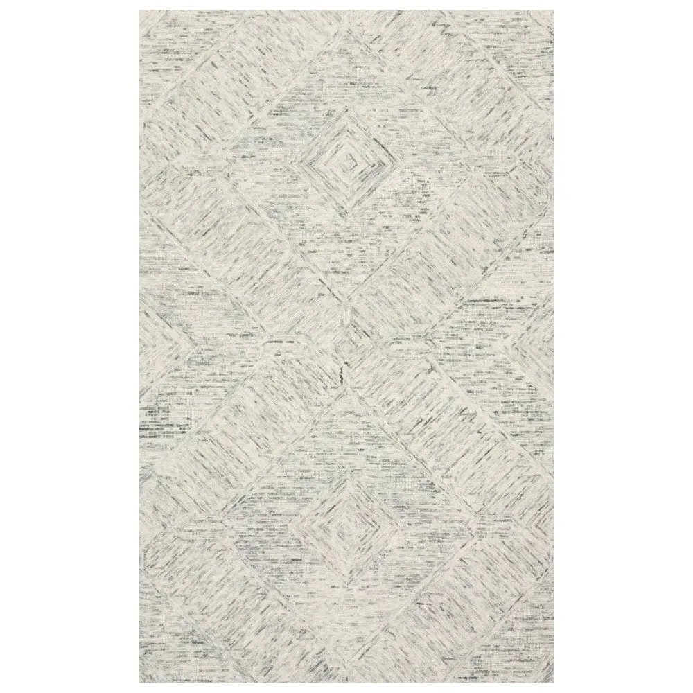 Iloria Geometric Patterned Rug Sample - Ivory, Wool image