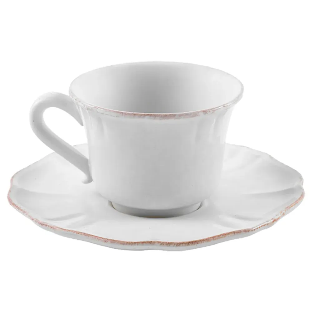 Impressions Teacup and Saucer Set of 4 - White, Stoneware