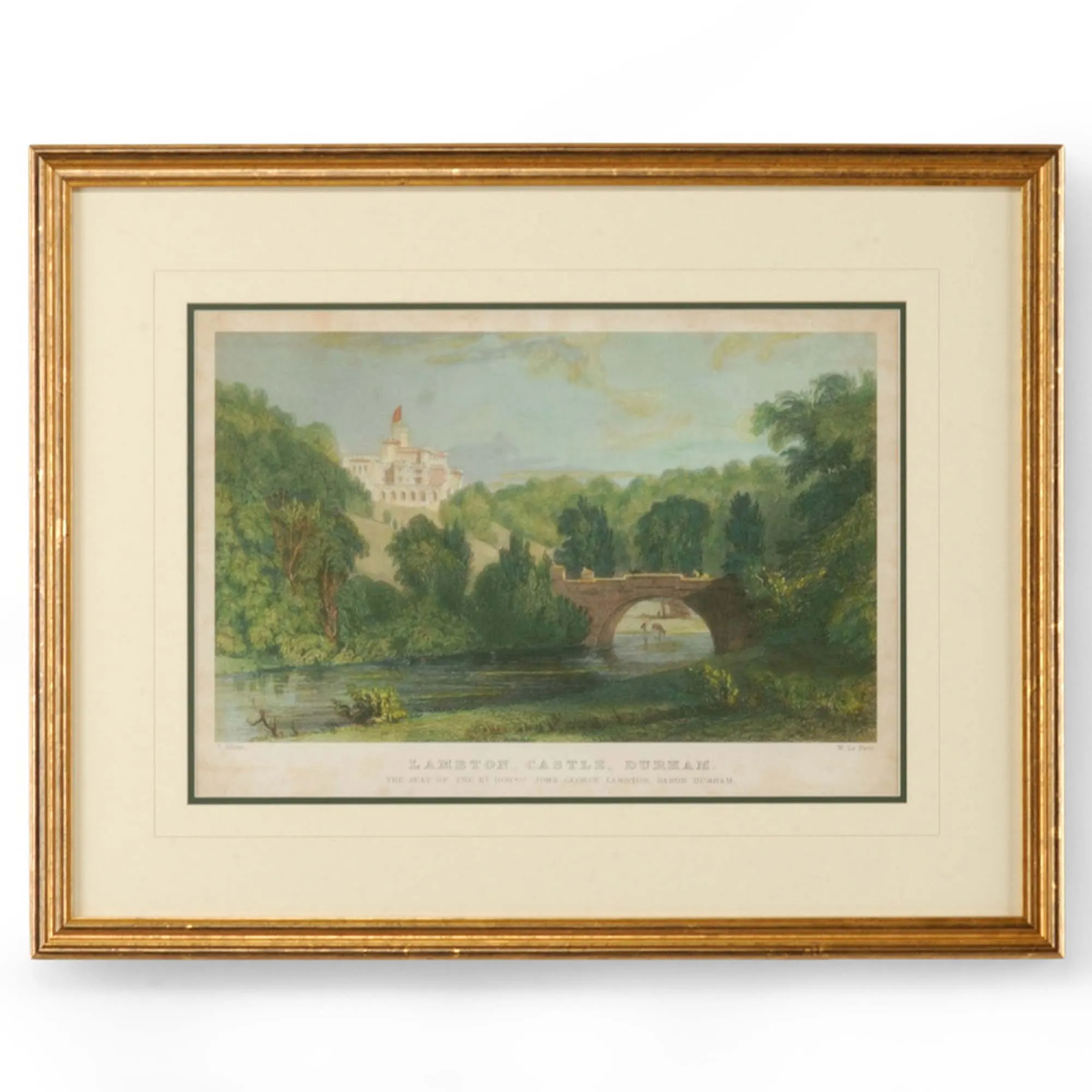 Inara Castle Landscape Gold Frame Illustration - Green