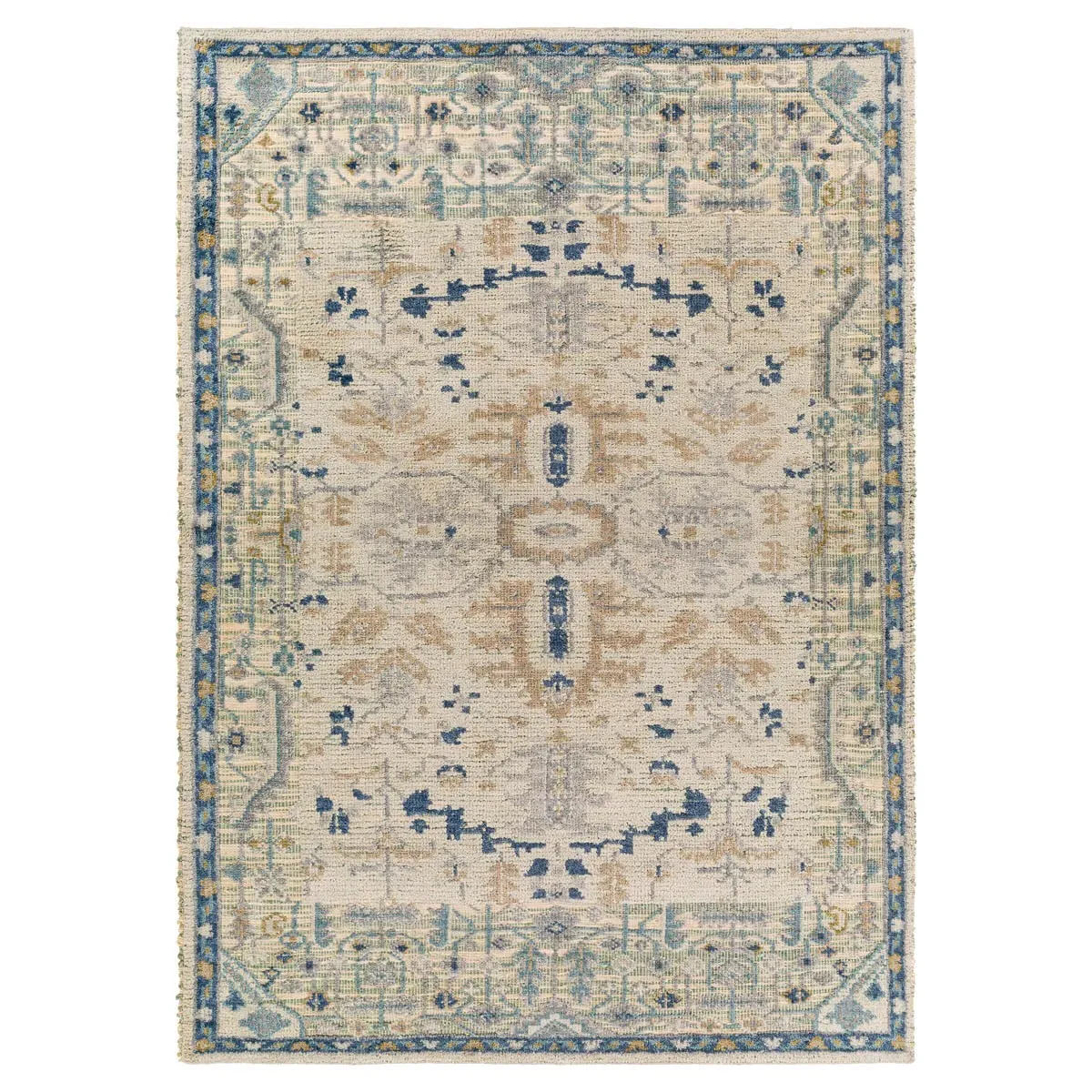 Inari Oriental Patterned Hand Knotted Rug - Blue, Wool