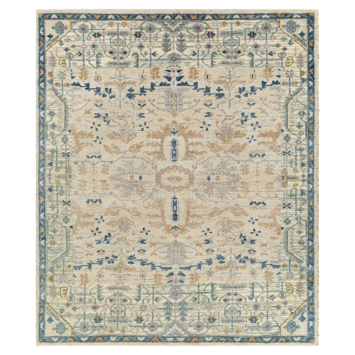 Inari Oriental Patterned Hand Knotted Rug - Blue, Wool