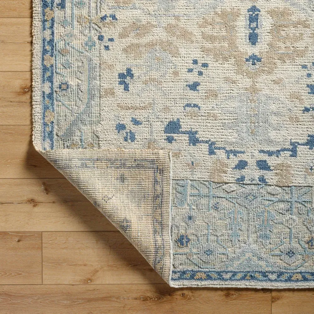 Inari Oriental Patterned Hand Knotted Rug Sample - Blue, Wool