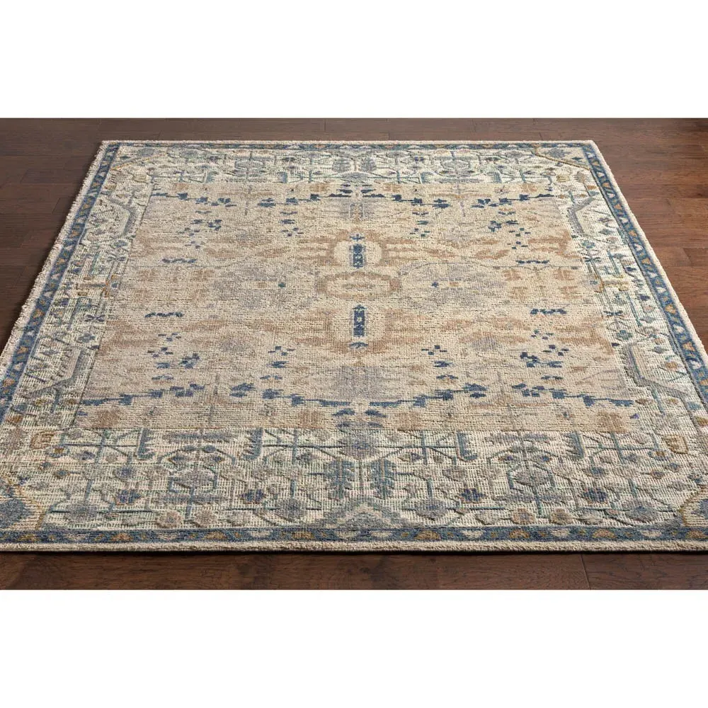Inari Oriental Patterned Hand Knotted Rug Sample - Blue, Wool