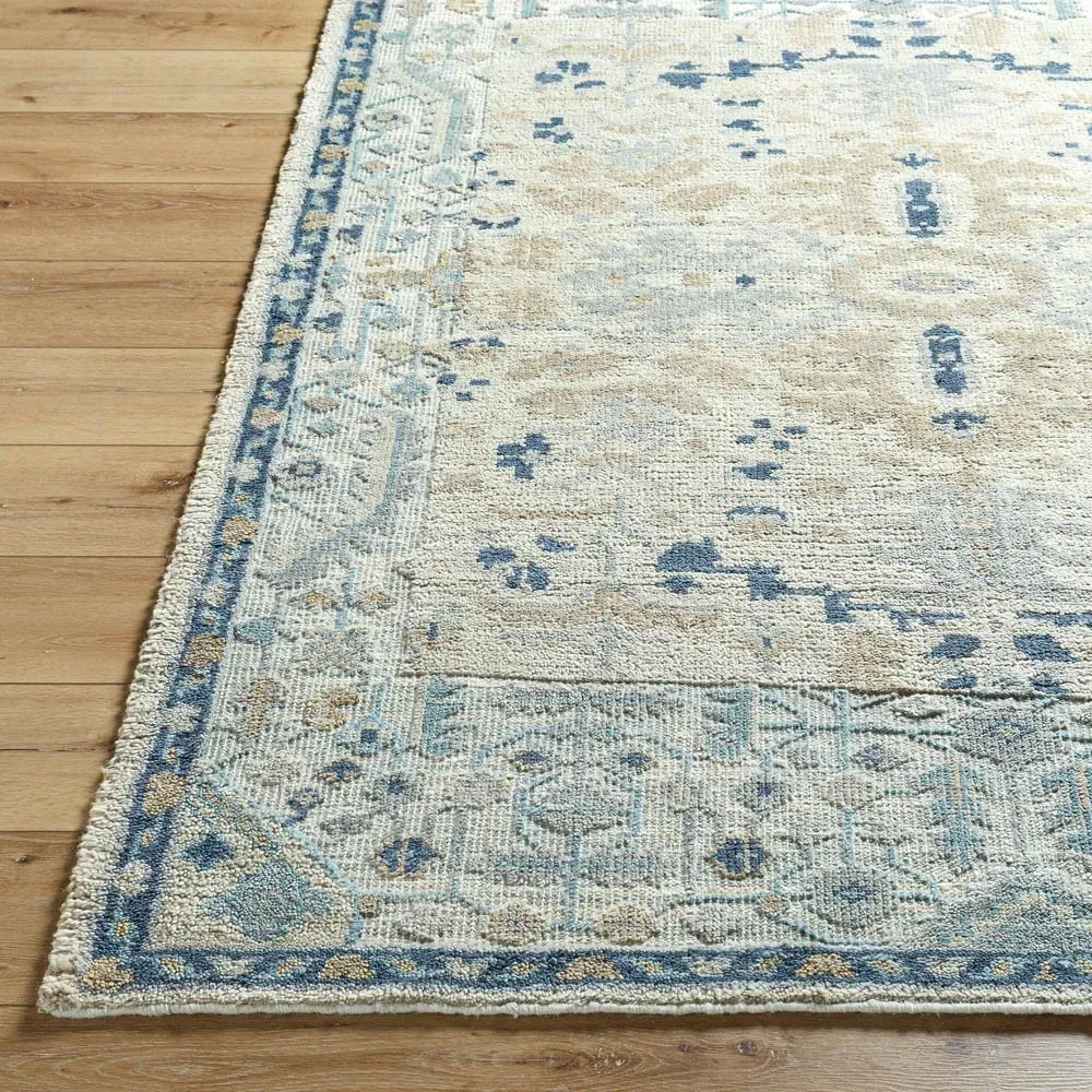 Inari Oriental Patterned Hand Knotted Rug Sample - Blue, Wool