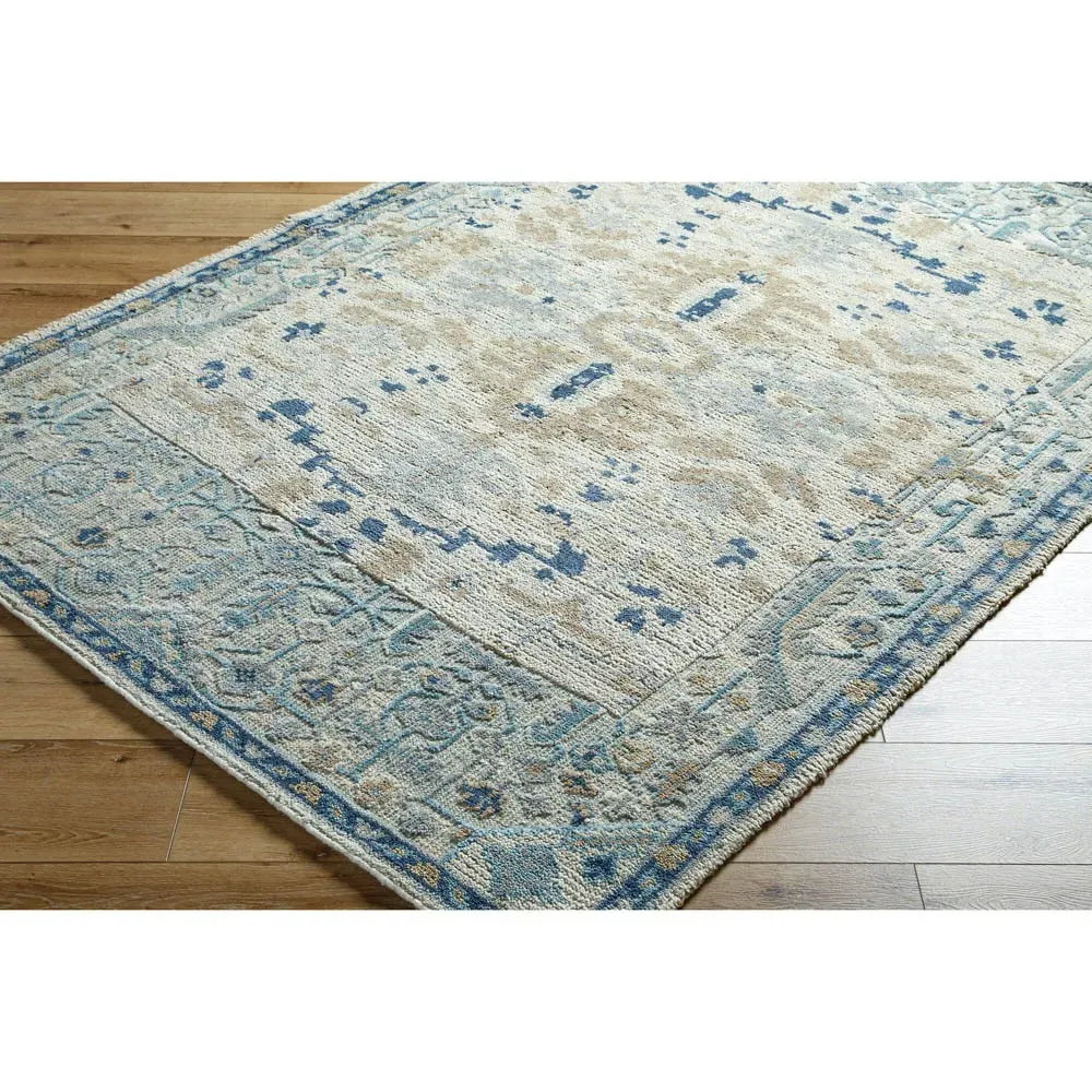 Inari Oriental Patterned Hand Knotted Rug Sample - Blue, Wool