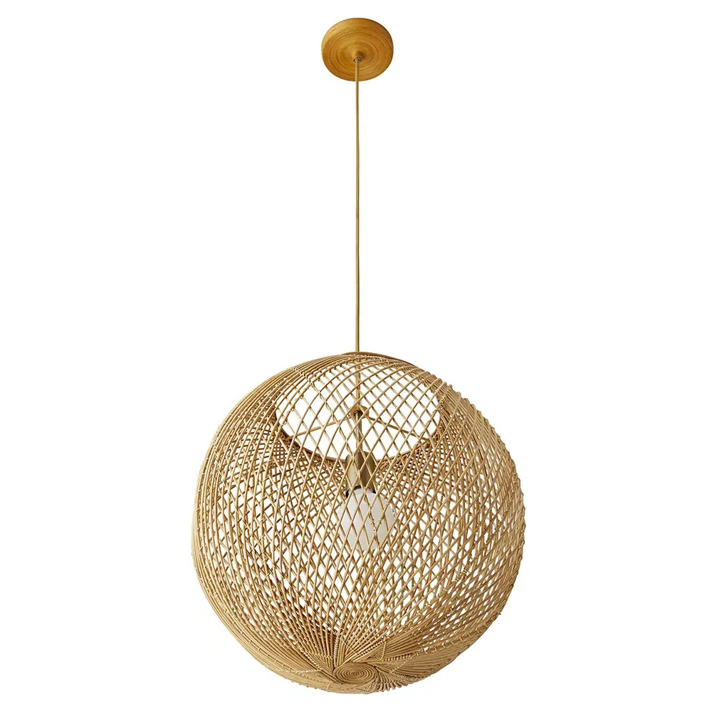 Indiana Sphere Pendant Light - Brown, Wicker