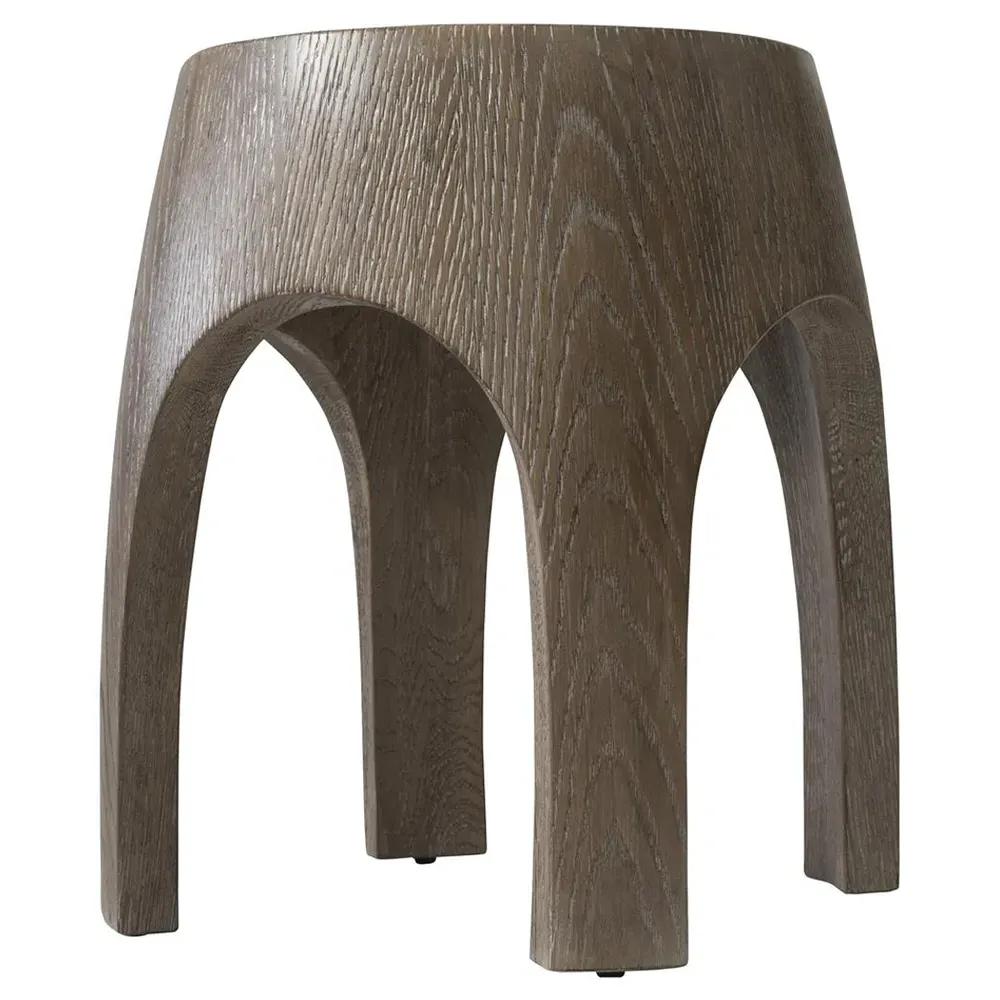 Ingrid Arched Round Side Table - Brown, Cast Resin