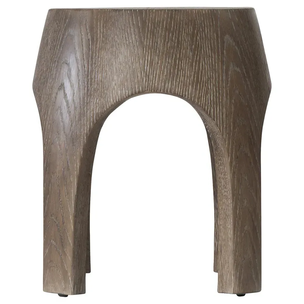 Ingrid Arched Round Side Table - Brown, Cast Resin