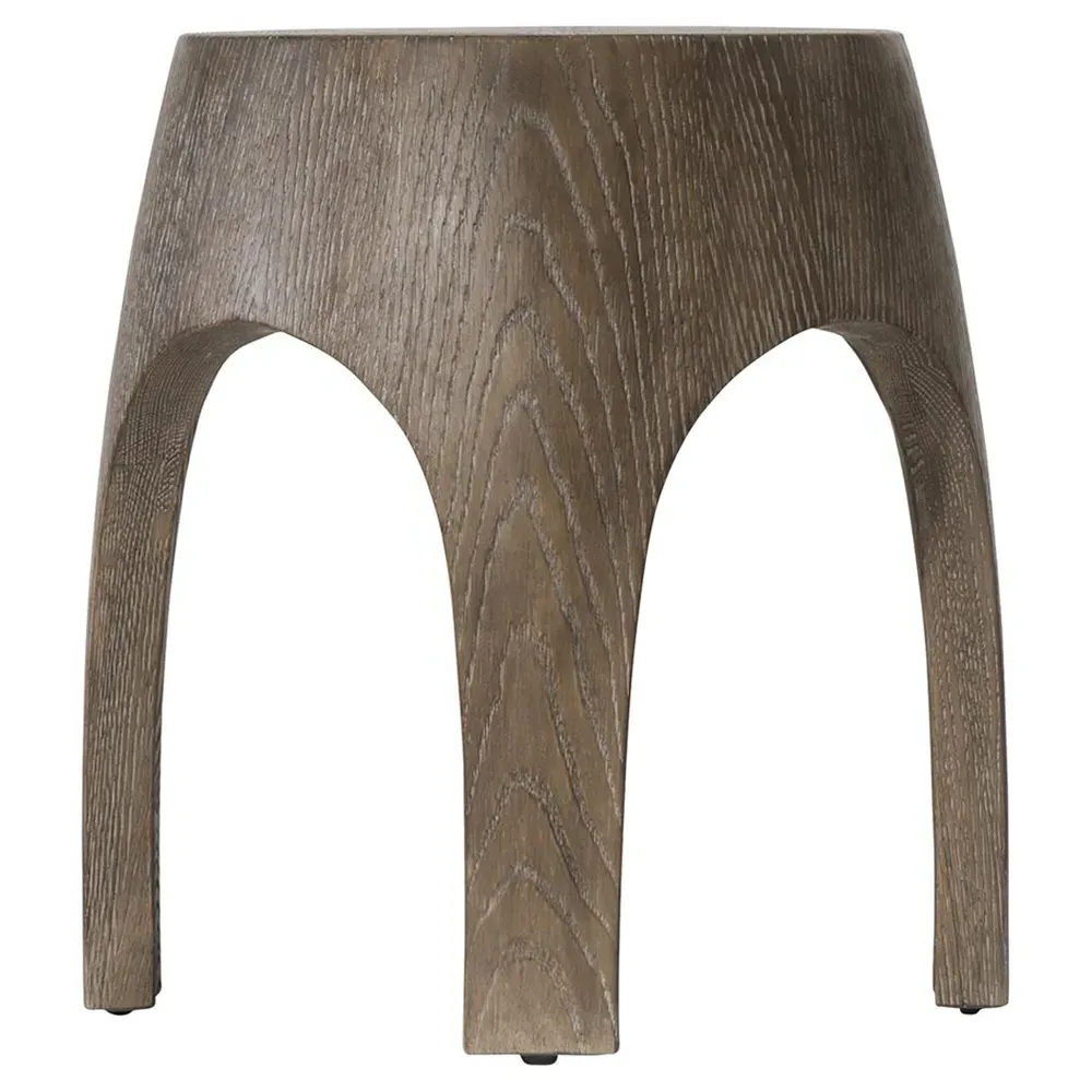 Ingrid Arched Round Side Table - Brown, Cast Resin