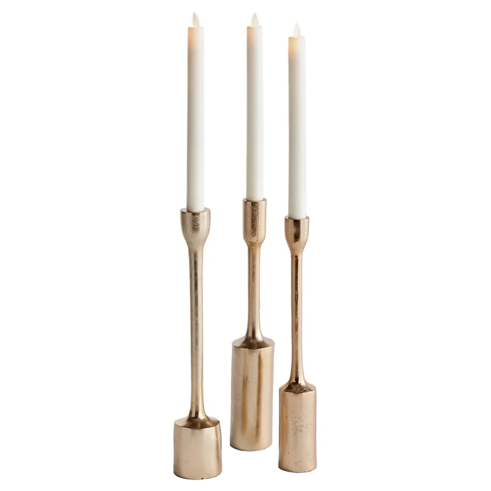 Ingrid Candleholder Set of 3 - Gold, Aluminum