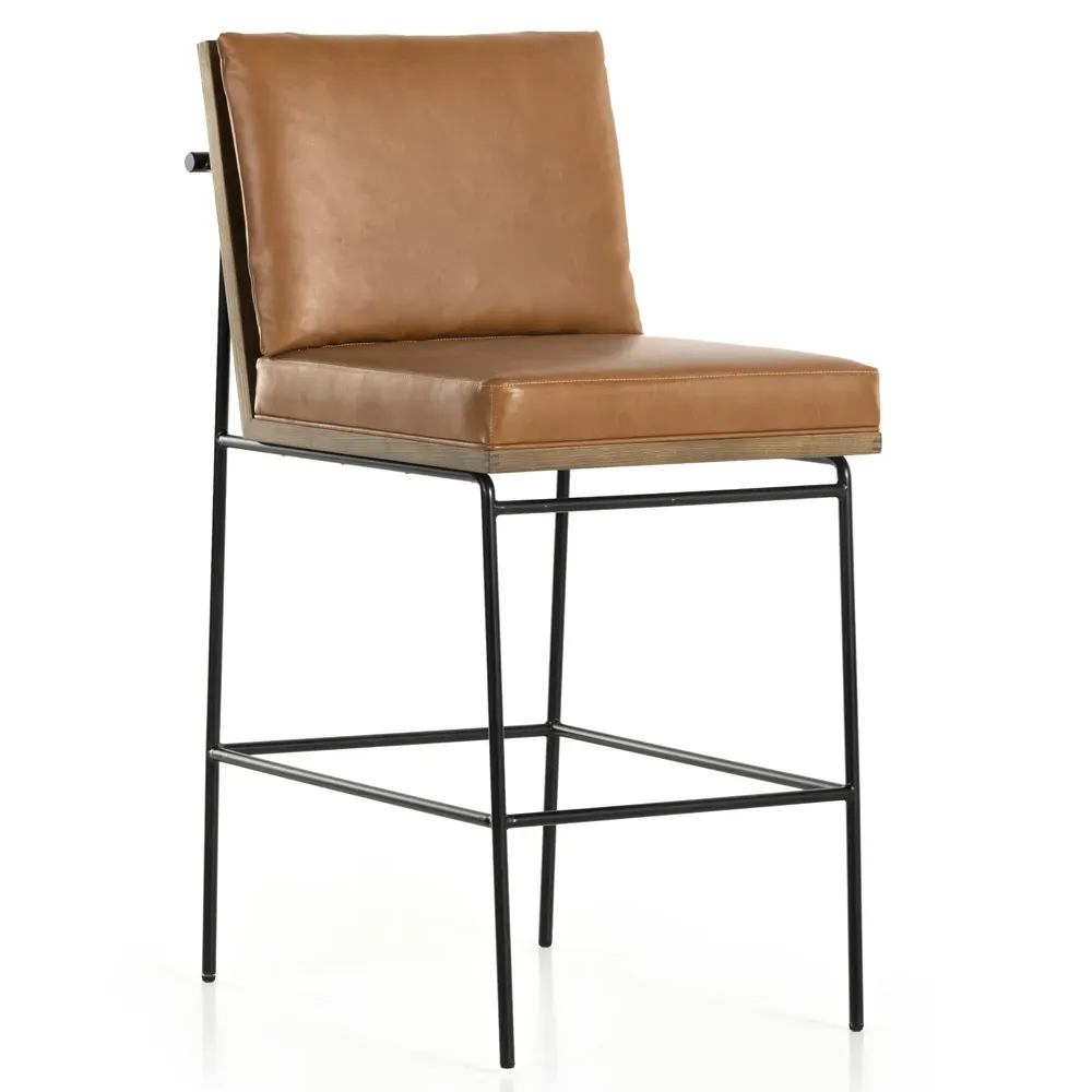 Inno Industrial Loft Bar Stool - Brown, Faux Leather