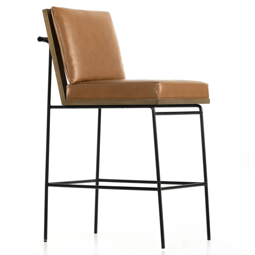 Inno Industrial Loft Bar Stool - Brown, Faux Leather