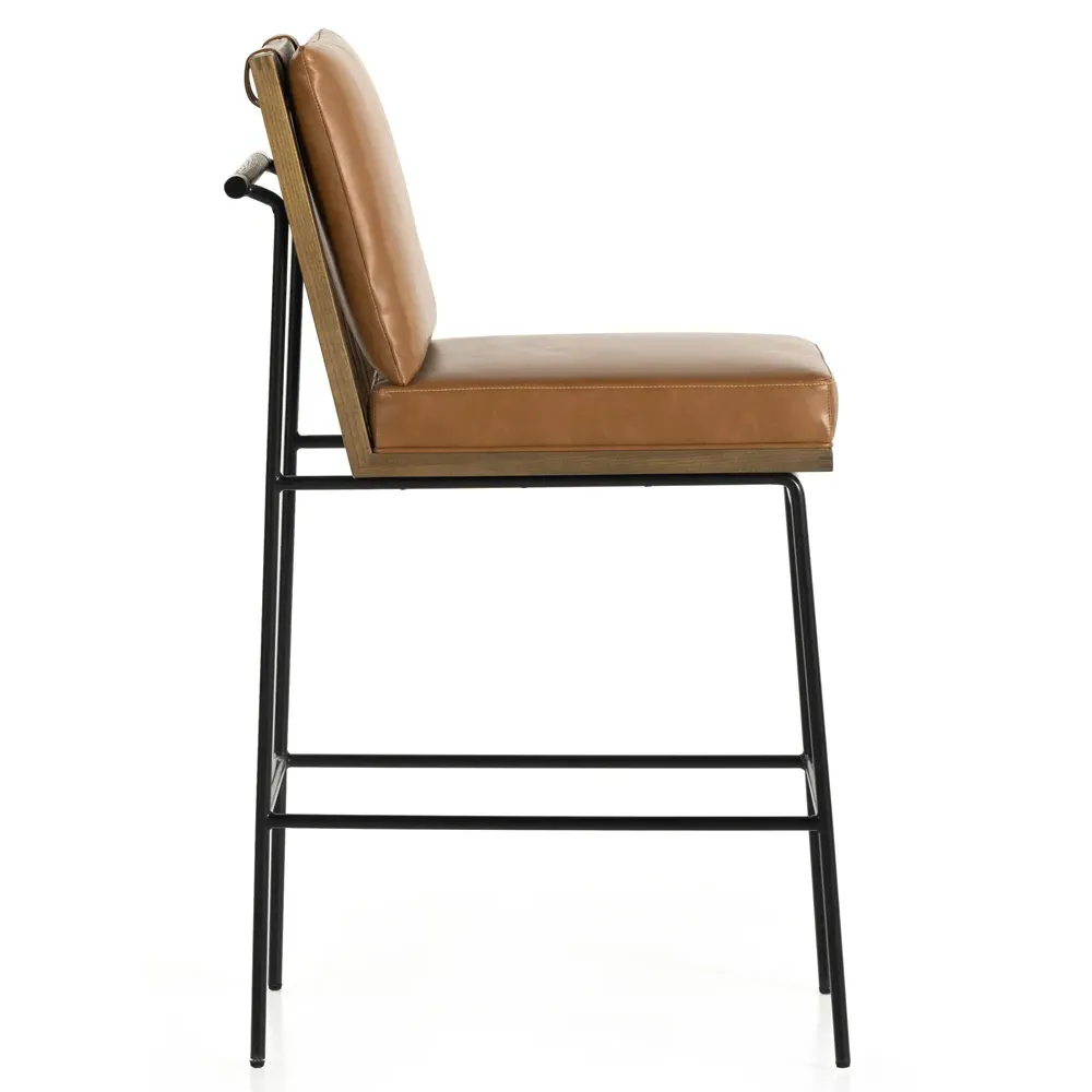 Inno Industrial Loft Bar Stool - Brown, Faux Leather