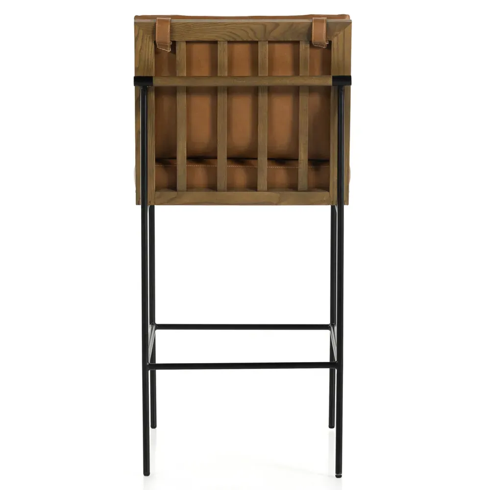 Inno Industrial Loft Bar Stool - Brown, Faux Leather