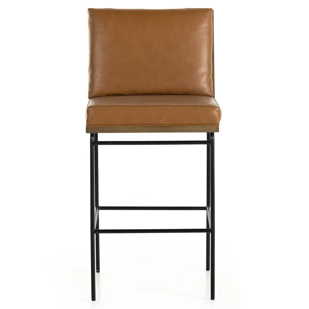 Inno Industrial Loft Bar Stool - Brown, Faux Leather