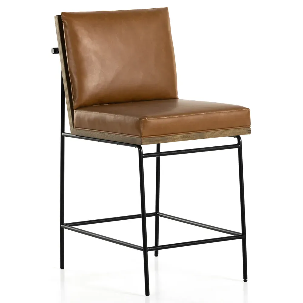 Inno Industrial Loft Counter Stool - Brown, Faux Leather