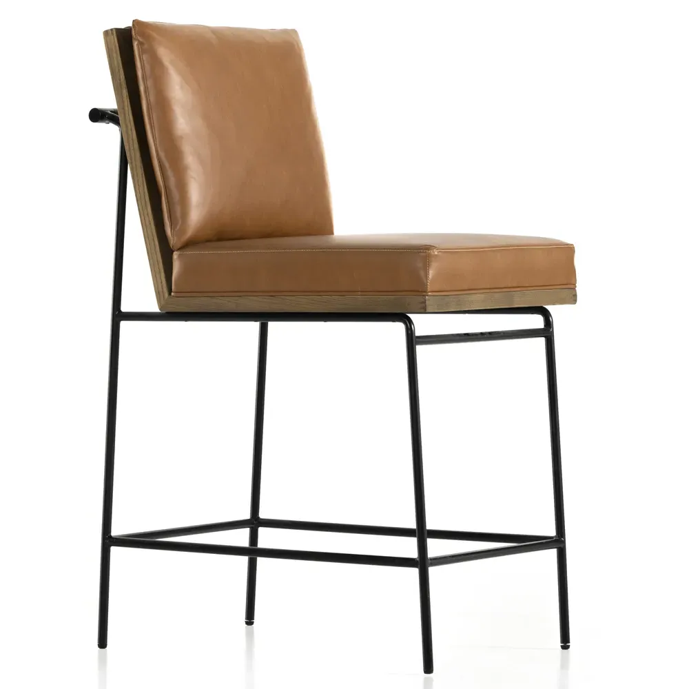 Inno Industrial Loft Counter Stool - Brown, Faux Leather