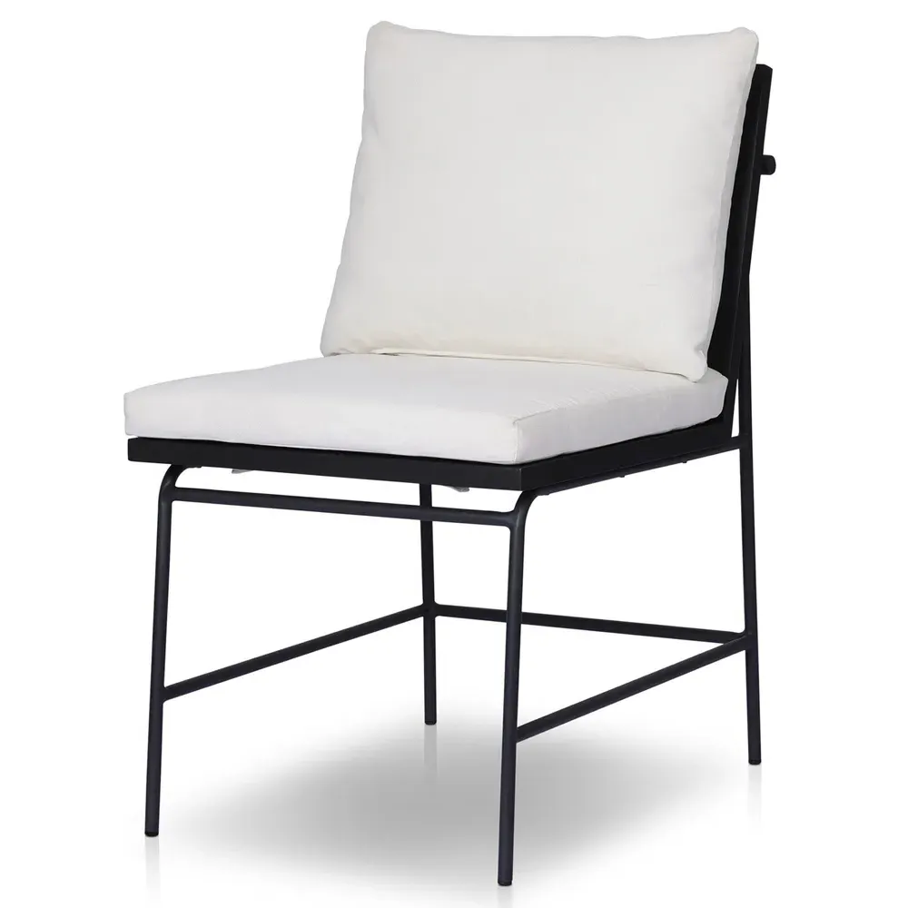 Inno Outdoor Dining Side Chair - White, Black Teak