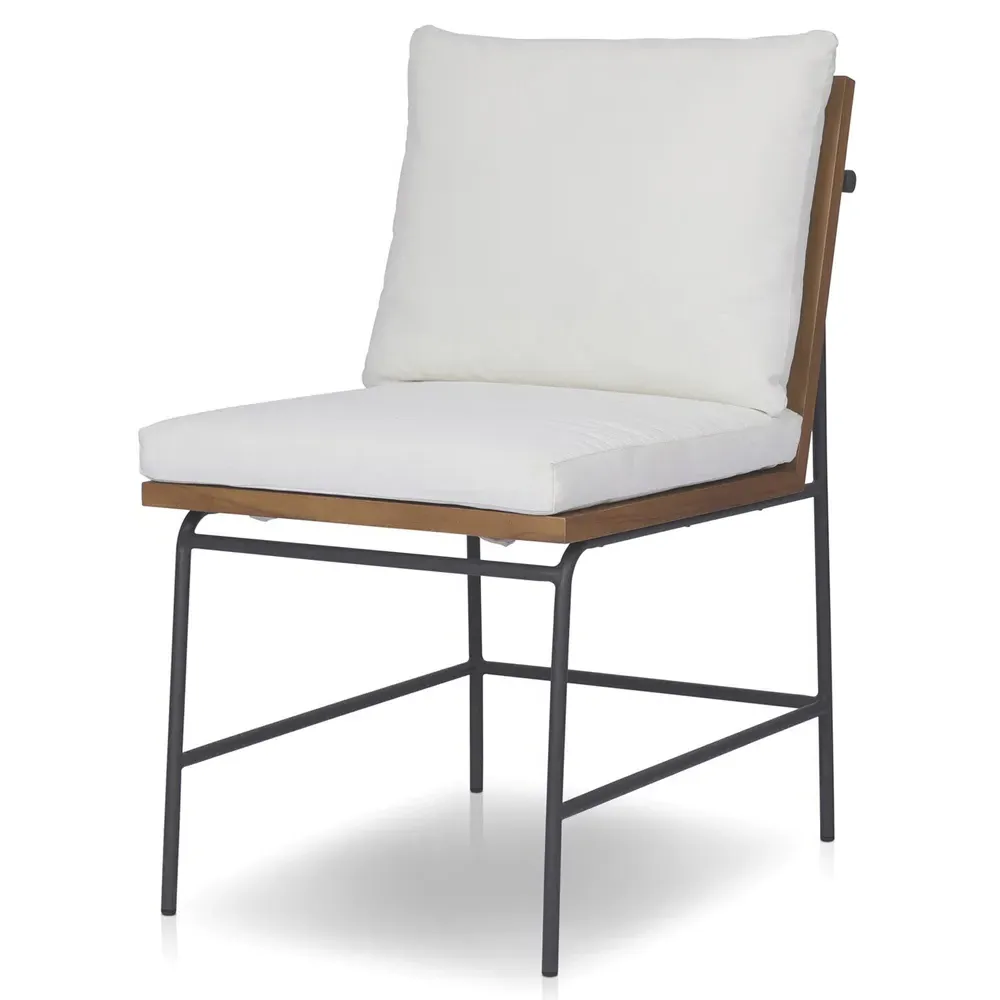 Inno Outdoor Dining Side Chair - White, Natural Teak