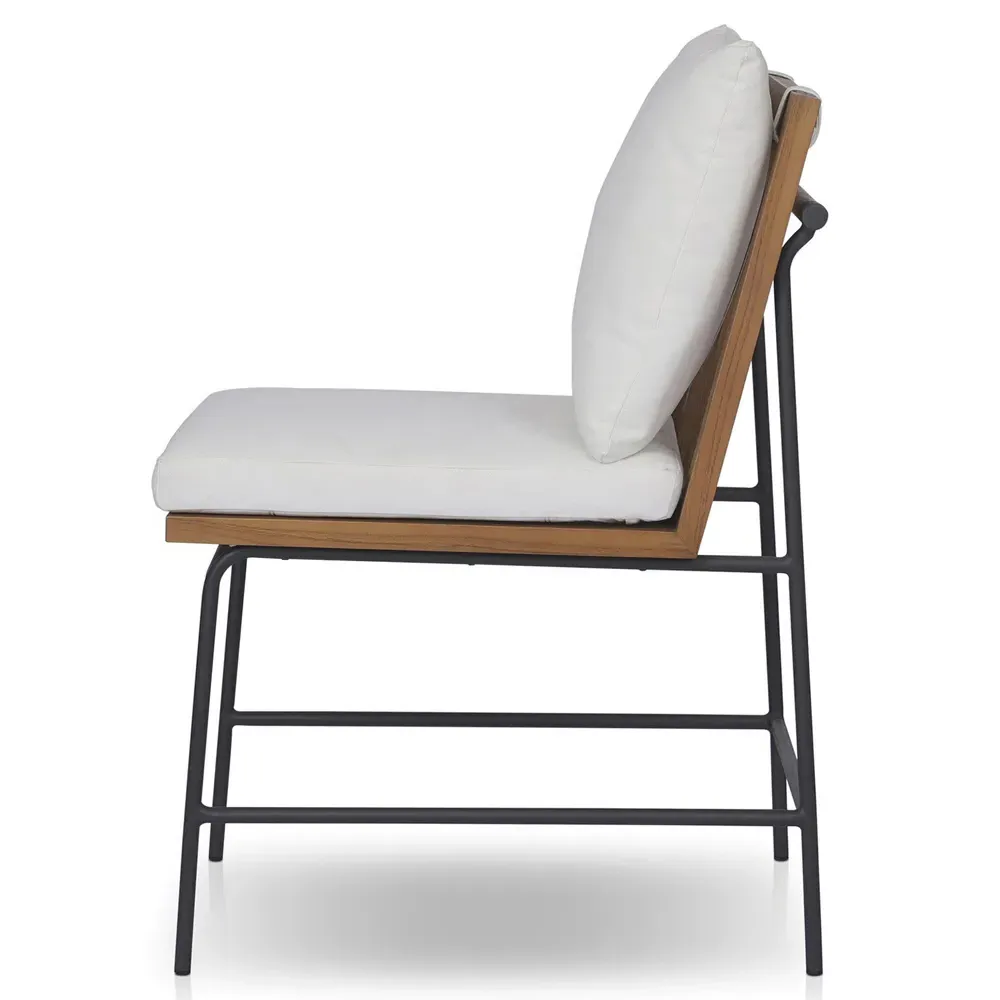 Inno Outdoor Dining Side Chair - White, Natural Teak