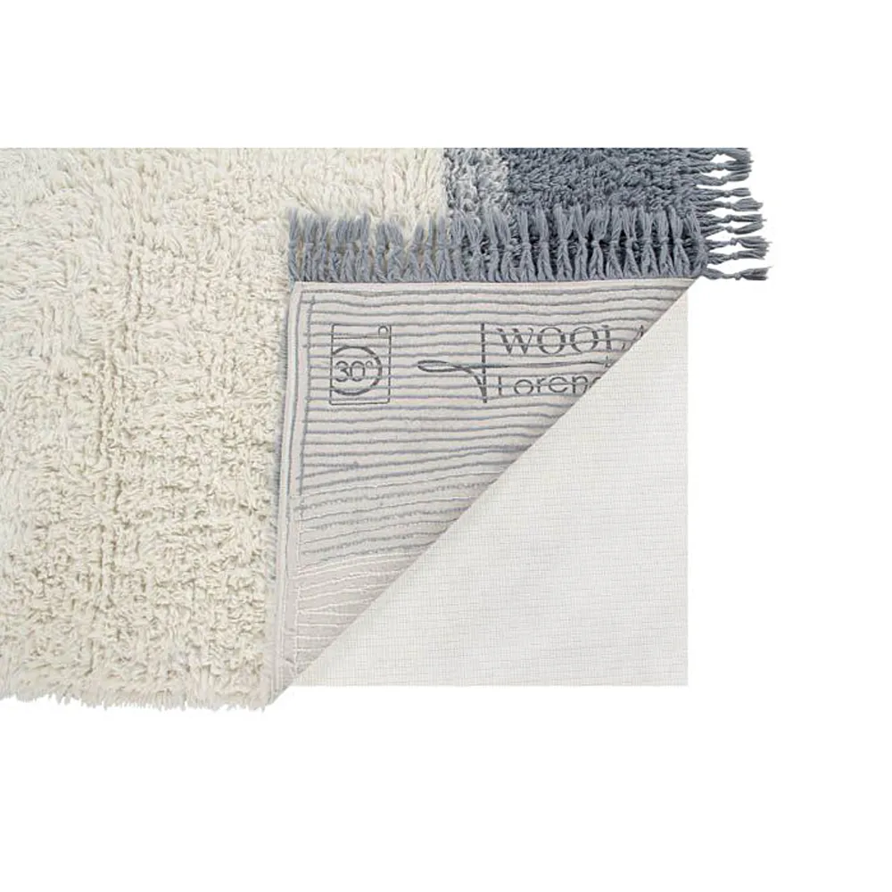 Into The Blue Shag Washable Rug - Smoke Blue, Wool