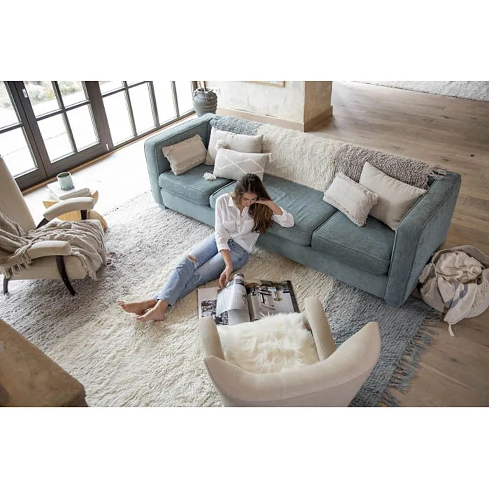 Into The Blue Shag Washable Rug - Smoke Blue, Wool