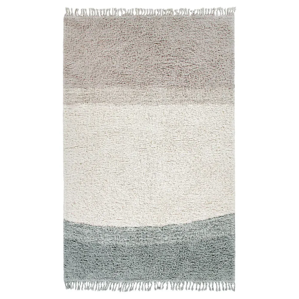 Into The Blue Shag Washable Rug - Smoke Blue, Wool